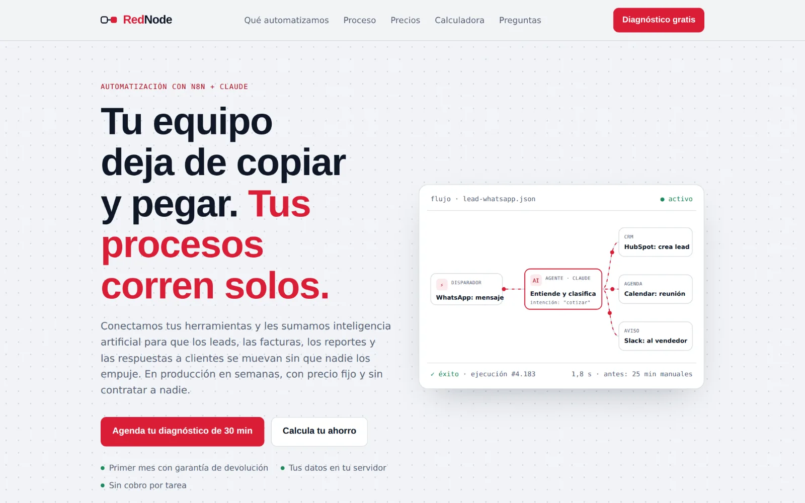 RedNode: landing page de agencia de automatización